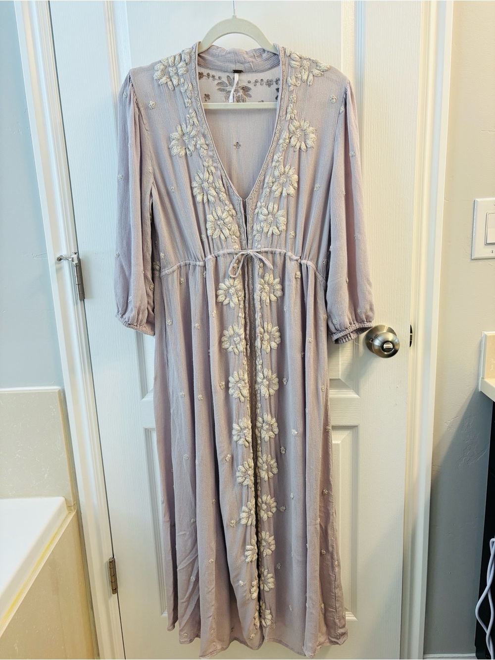 Free People Dusty Lavender Embroidered Maxi Dress